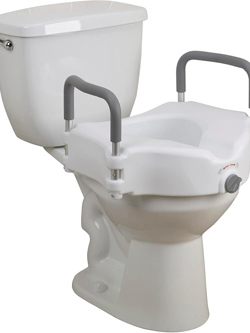 ~ Drive Medical 2-in-1 Raised Toilet Seat with Removable Padded Arms - Elevated